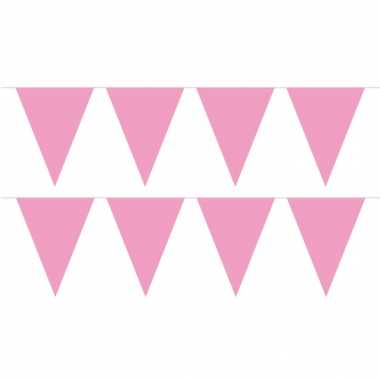 Geboorte pakket van 2x stuks baby roze vlaggenlijn slingers extra groot 10 meter