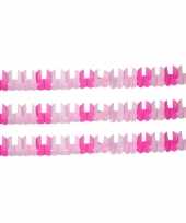 Geboorte set van 3x stuks papieren roze slingers meisje geboren 6 meter