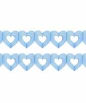 Set van 2x stuks geboorte feestartikelen jongens blauwe hartjes 3 meter slinger
