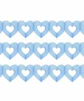 Set van 3x stuks geboorte feestartikelen jongens blauwe hartjes 3 meter slinger